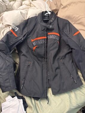 Harley-Davidson Black Jacket with Orange Accents
